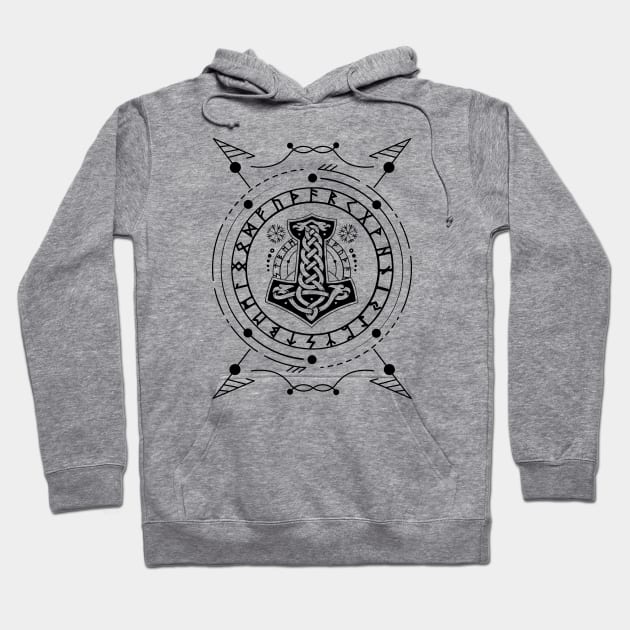 Mjolnir - The Hammer of Thor | Norse Pagan Symbol Hoodie by CelestialStudio